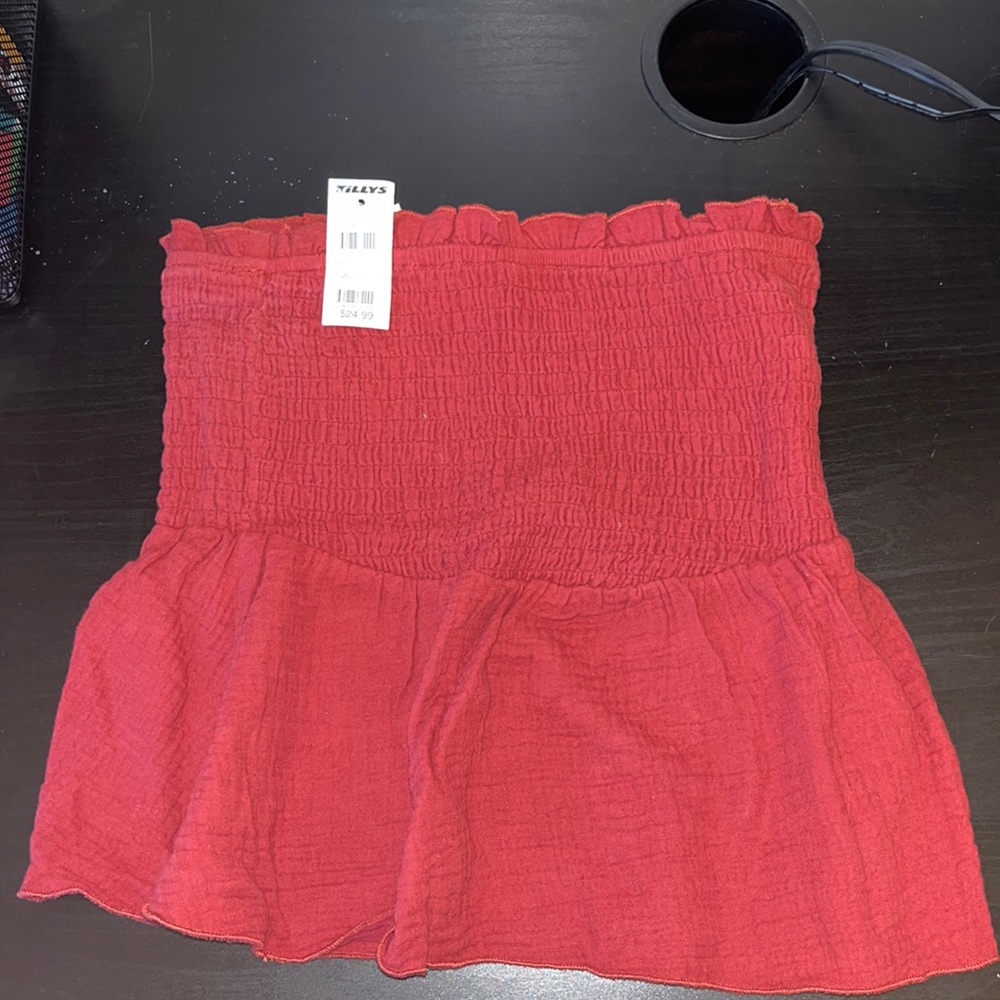 Tilly’s dark red flare tube top, size - small
